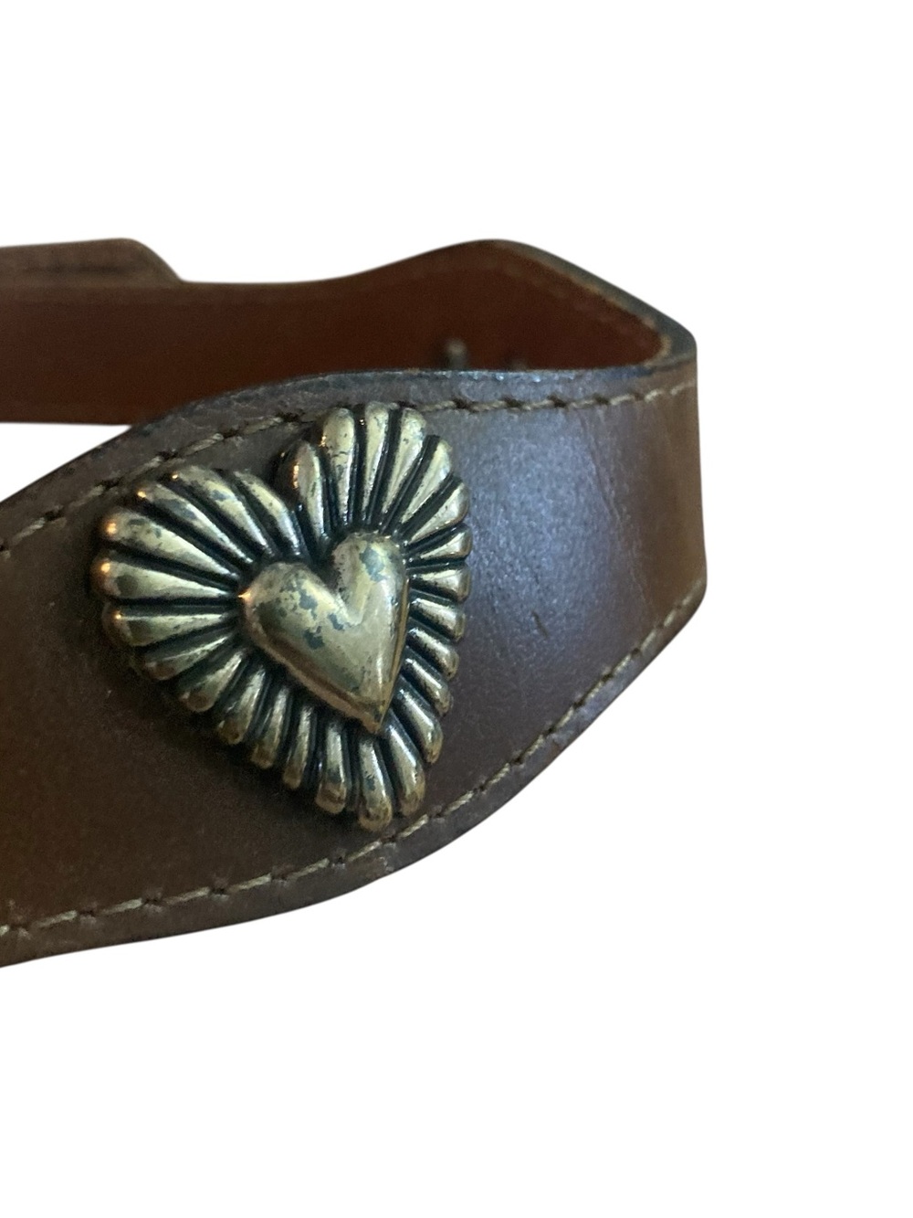 Western Double Buckle Brown Leather Waist Belt with Heart Concho - Picture 7 of 11